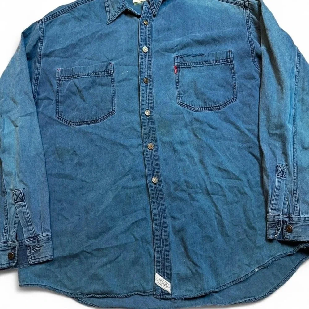 Vintage teal Levi's metal button casual preppy shirt shacket XL